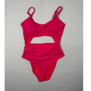 Barbiecore Aerie Cutout One Piece Swimsuit Womens Medium Neon Pink